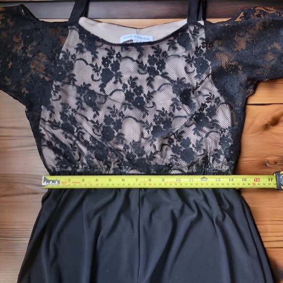 Emma & Michele Lace Bodice Pant Suit with Peek-a-boo Shoulders - Picture 6 of 9